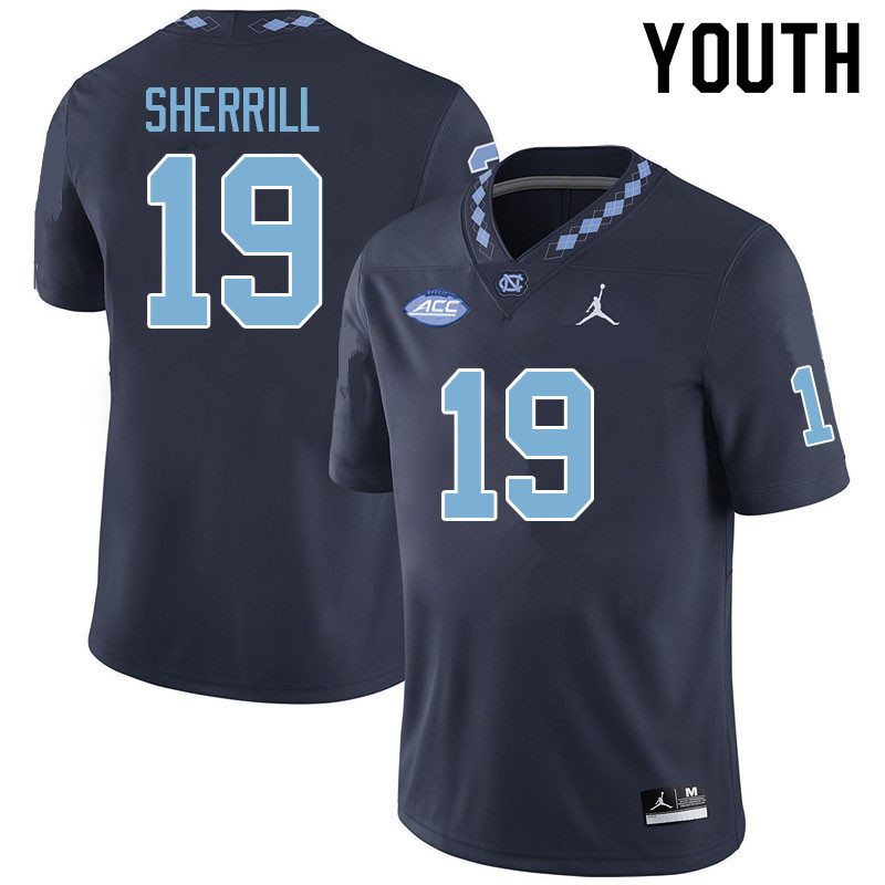 Youth #19 Grady Sherrill North Carolina Tar Heels College Football Jerseys Sale-Navy